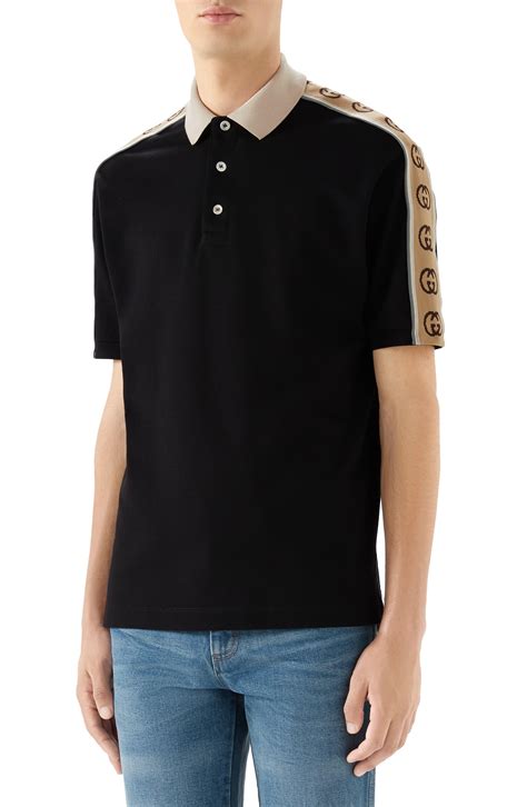 cotton polo with gucci stripe replica|gucci shirts for men.